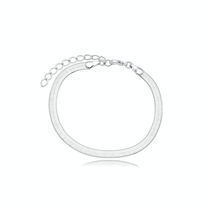 Pulseira Malha Fita Laminada 4mm Banhado a Ródio - Liven Semijoias
