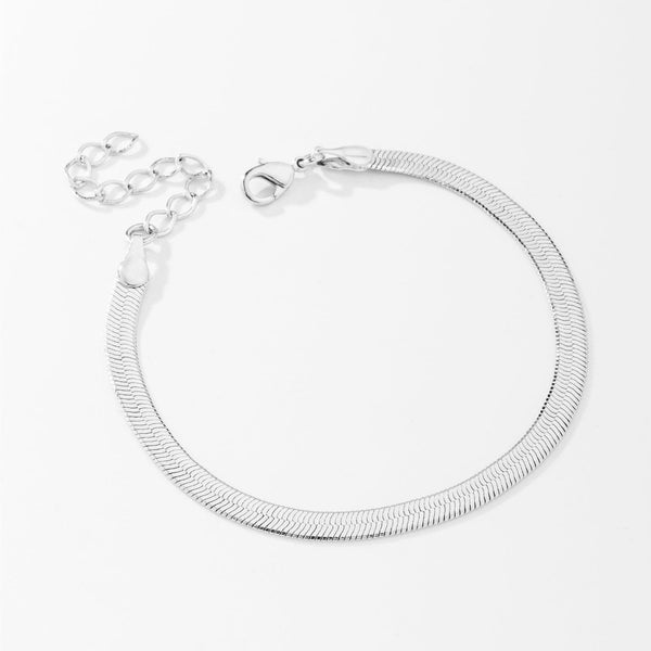 Pulseira Malha Fita Laminada 4mm Banhado a Ródio