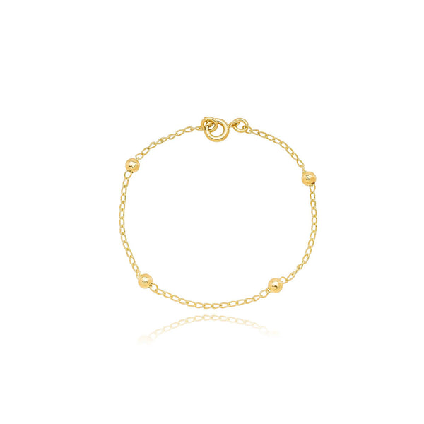Pulseira Corrente Grumet Com Bolinha Infantil Banhado a Ouro 18K - Liven Semijoias