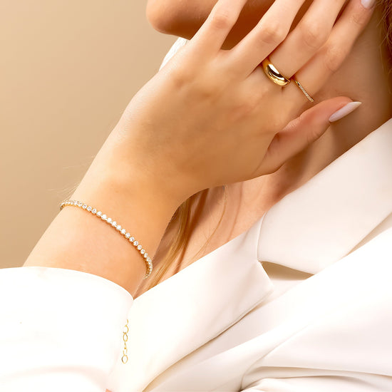 Pulseira Riviera Zircônia Banhado a Ouro 18K
