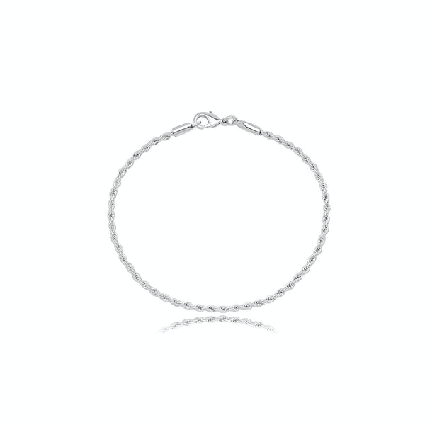 Pulseira Cordão Baiano Banhado a Ródio - Liven Semijoias