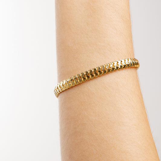 Pulseira Malha Larga 6,3mm Escamas Banhado a Ouro 18K