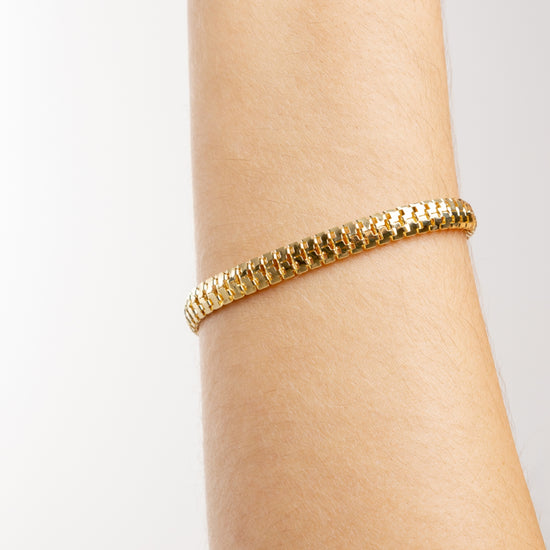 Pulseira Malha Larga 6,3mm Escamas Banhado a Ouro 18K