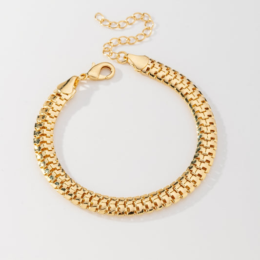 Pulseira Malha Larga 6,3mm Escamas Banhado a Ouro 18K